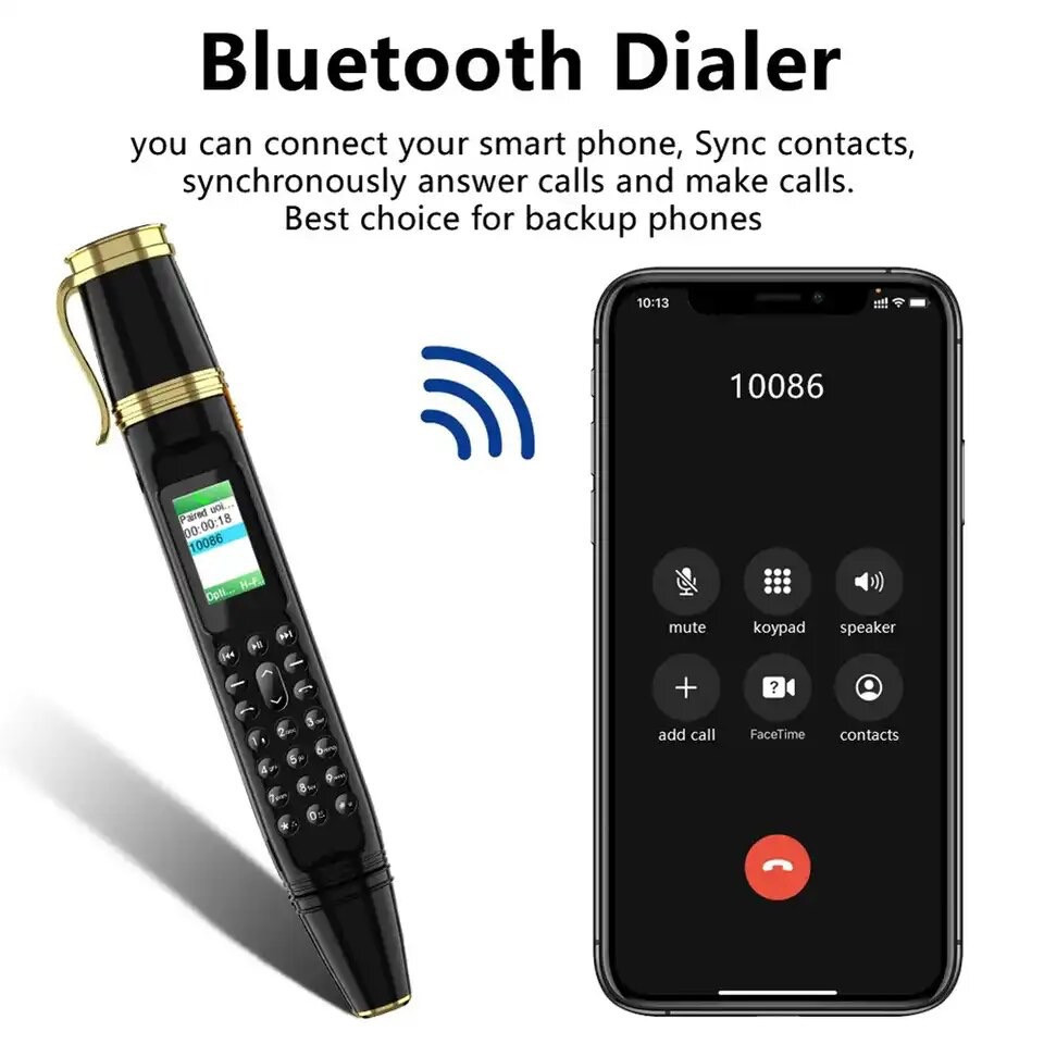 Мини мобильный телефон ручка AIEK BM111 2SIM Черный Киев - изображение 7