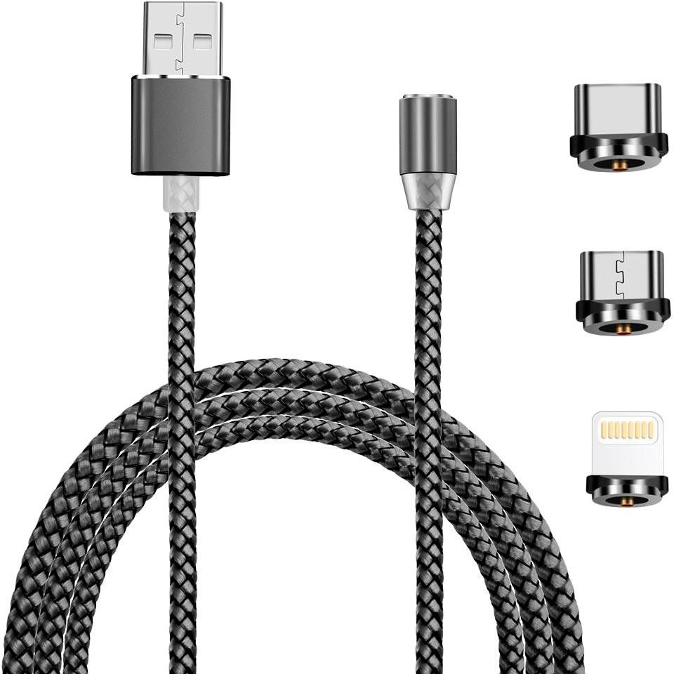 Кабель магнитный USB ХоКо 3 в 1 Lightning Micro USB Type-C SC-350 1.2 м черный Киев - изображение 1