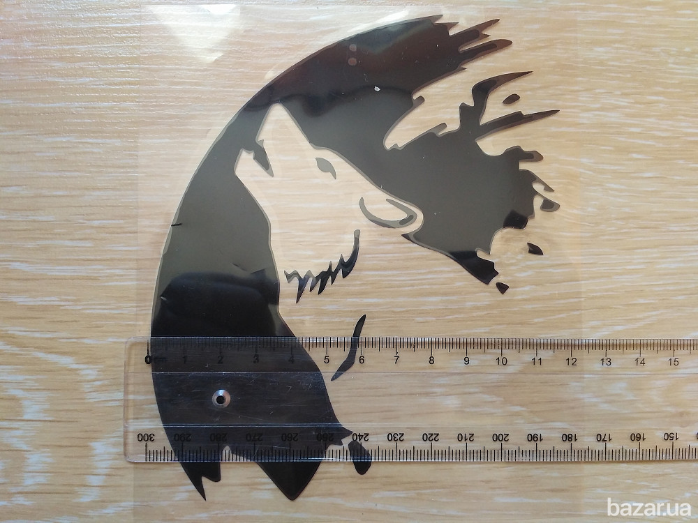 Наклейка на авто Волк на авто Черная Бориспіль - зображення 3