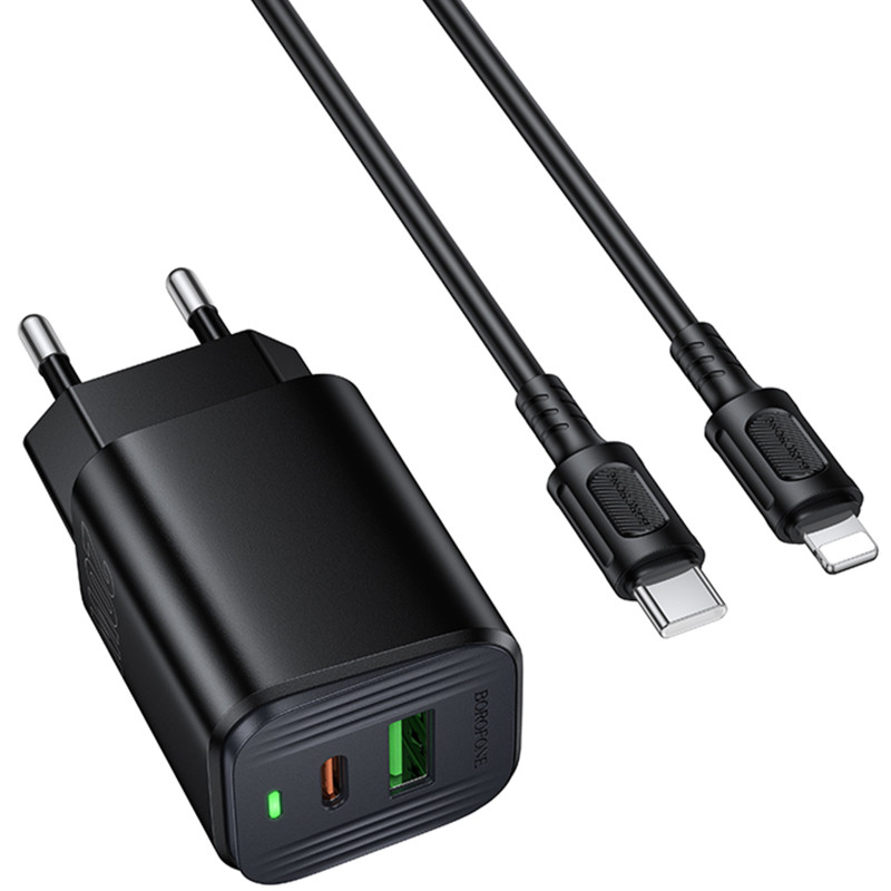 СЗУ Borofone BAS83A Star PD20W+QC3.0 (1USB-A/1C) + кабель Type-C to Lightning Херсон - изображение 1
