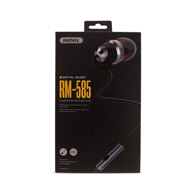 Наушники вакуумные Remax Metal Touching RM-585-Black черные Київ - зображення 2