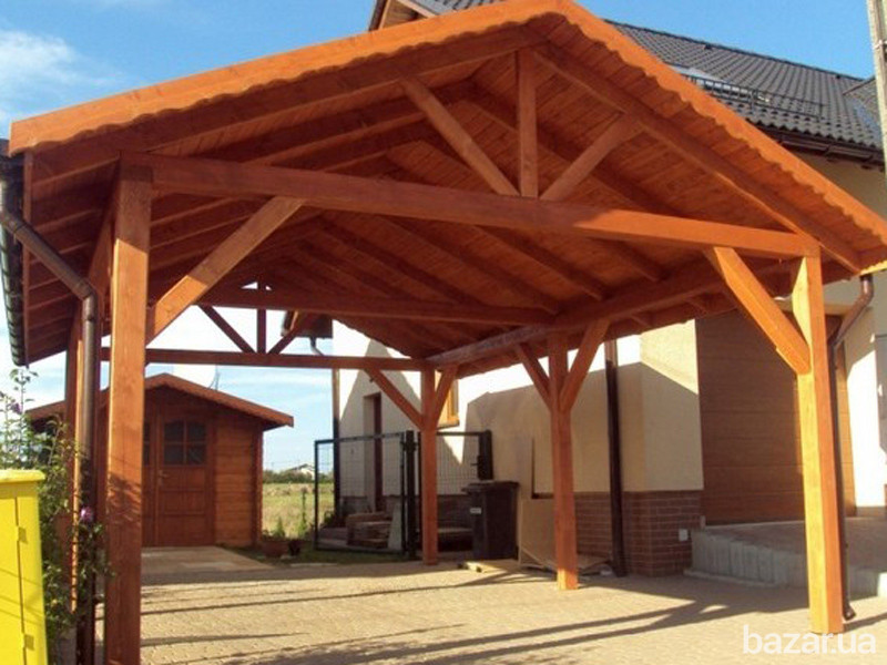 Деревянный навес. Шатер из дерева. Веранда деревянная. Терраса Киев - изображение 3