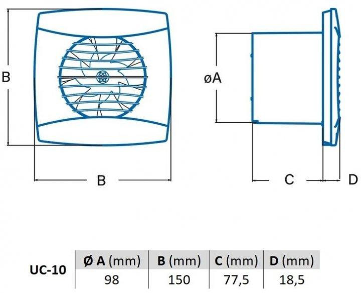 Вытяжной вентилятор CATA UC-10 TIMER WHITE (01200100) для кухни и ванной комнаты Київ - зображення 5