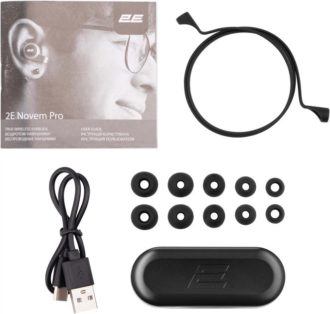 Наушники беспроводные 2E Novem Pro True Wireless Waterproof Mic Black 2E-EBTWNPBK черные Київ - зображення 9