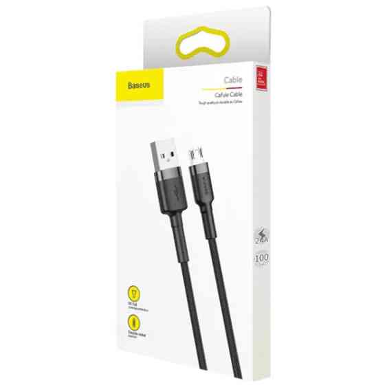 Кабель Baseus Cafule USB to Micro 2.4A 1m Gray/Black (CAMKLF-BG1) Харьков