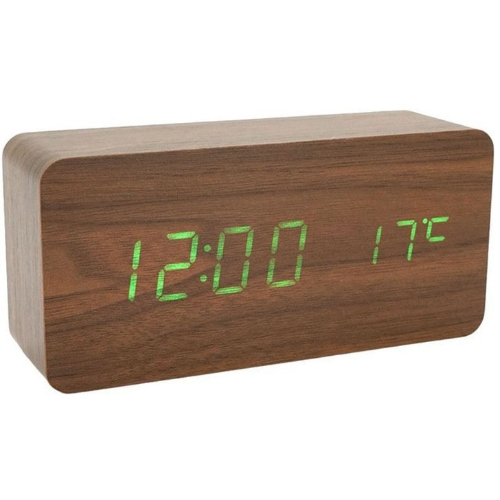 Електронний годинник з датчиком температури, будильник, живлення від USB. Колір: коричнев Львов - изображение 2
