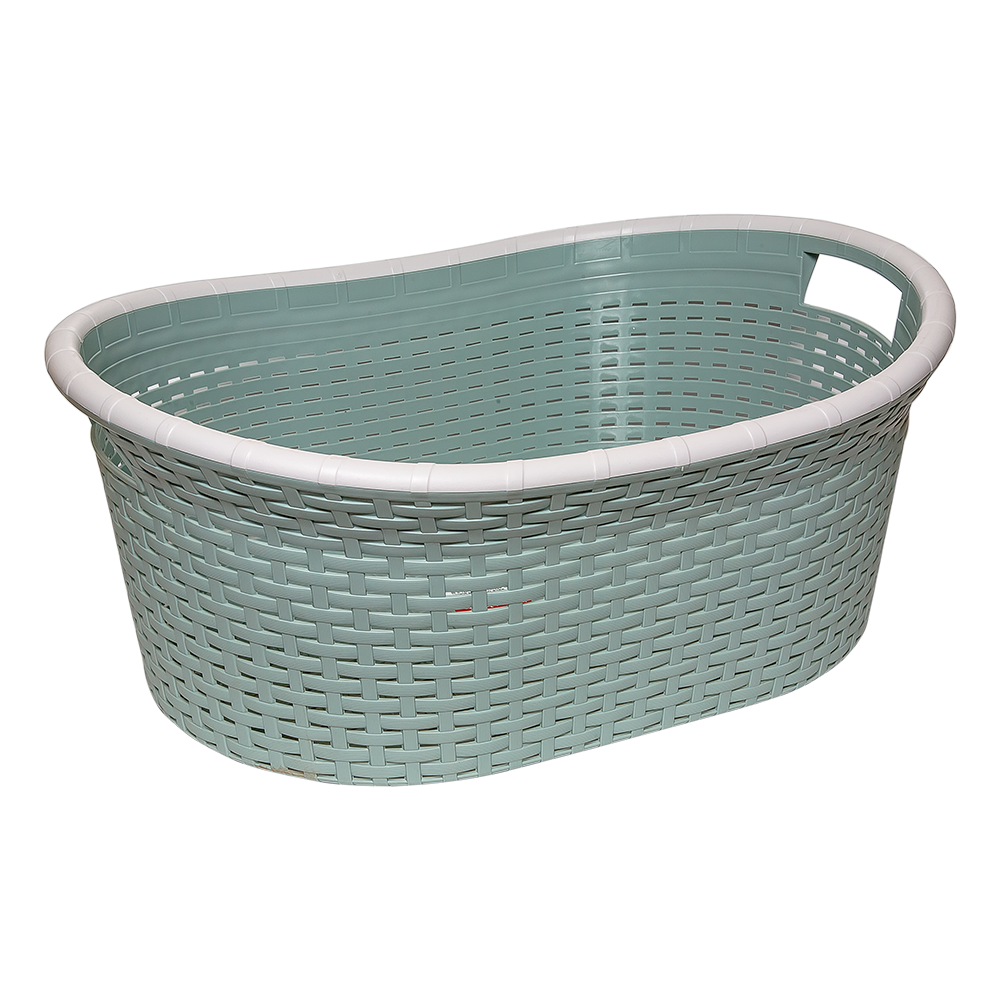 Корзина для белья овальная под ротанг 25 л зеленая Київ - зображення 3