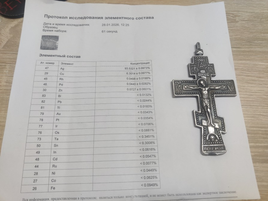 Срібний ієрейський наперсний хрест 1896 р. (Коронаційний рік), 84 проба, майстер (ИЛ), 53 г. Київ - зображення 1