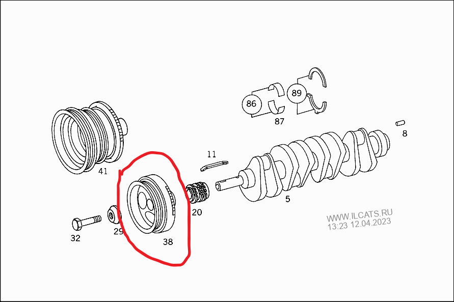 A1110350000, Шків колінвала Mерседес дв. М111, оригінал б/у Вінниця - зображення 6