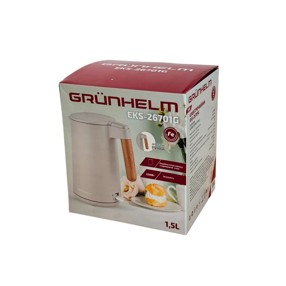 Электрочайник Grunhelm EKS-26701G 1.5 л бежевый Київ - зображення 8