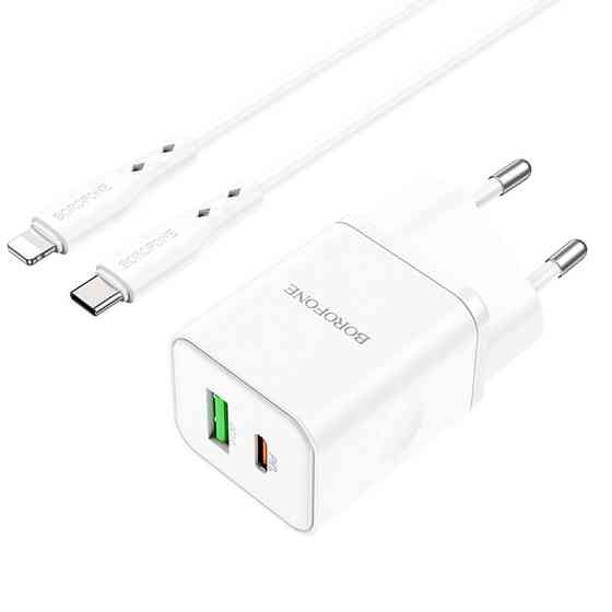СЗУ Borofone BN7 PD20W+QC3.0 (1USB-A/1C) + кабель Type-C to Lightning Херсон