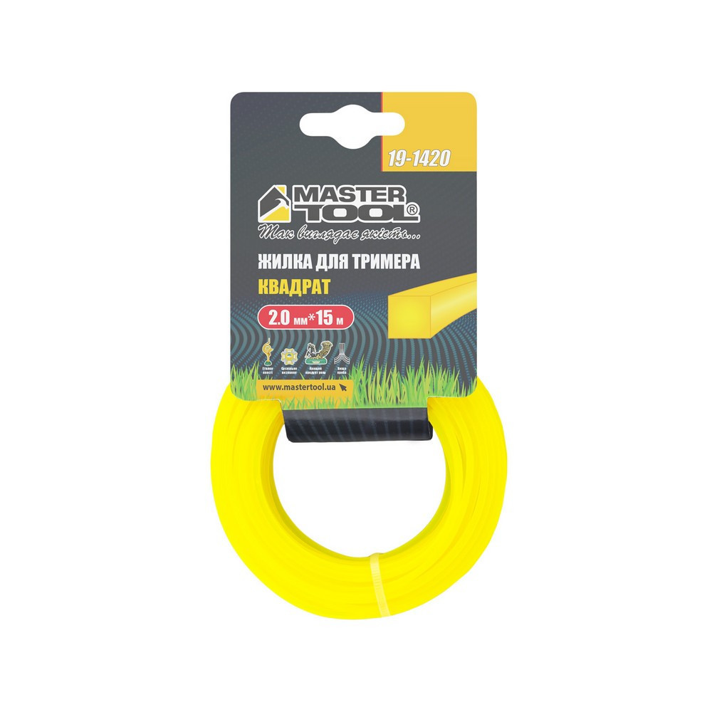 Леска для триммера MASTERTOOL КВАДРАТ 2,00 мм 15 м 19-1420 Харків - зображення 2
