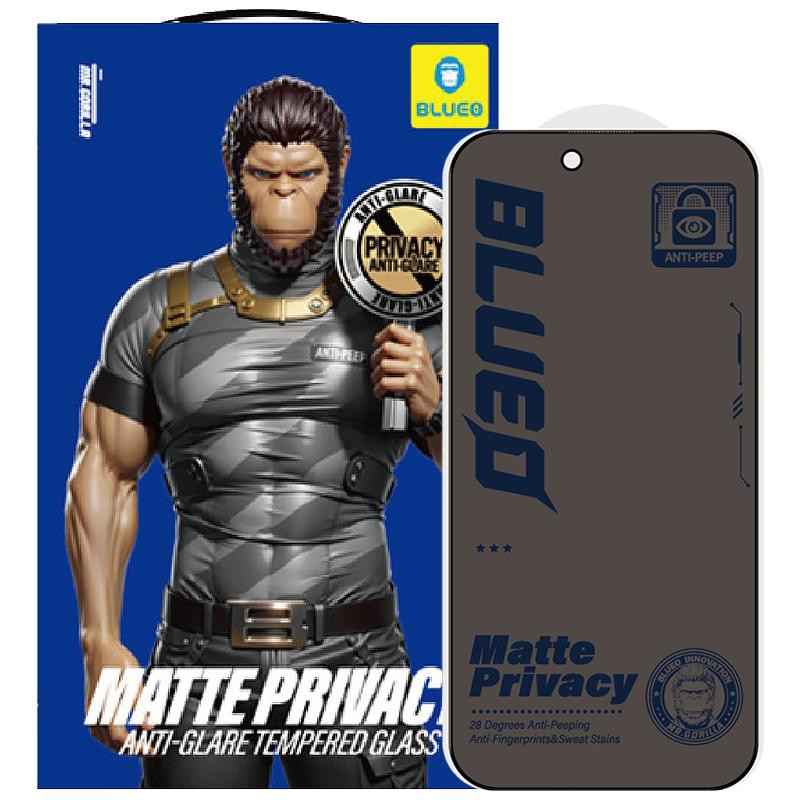 Защитное 2.5D стекло Blueo Full Cover Anti-Peep Matte для Apple iPhone 17 / 17 Pro (6.3") Херсон - зображення 1