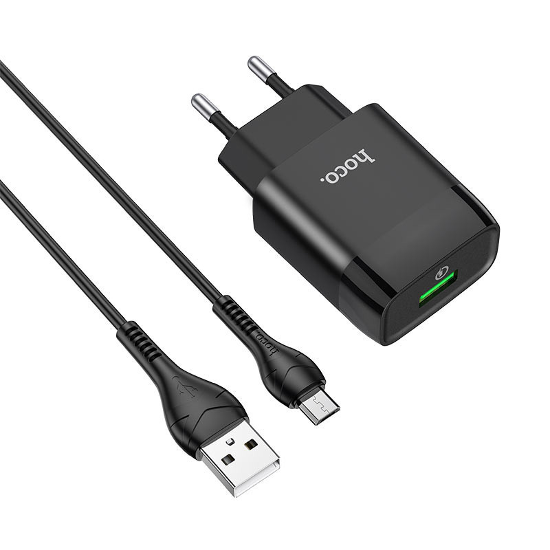 СЗУ Hoco C72Q Glorious QC3.0 18W (1USB-A) + кабель USB to MicroUSB Херсон - зображення 1
