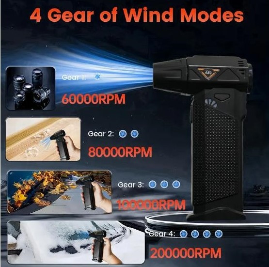 Портативний турбовентилятор 200 000 об/хв із LED-підсвічуванням Киев - изображение 4