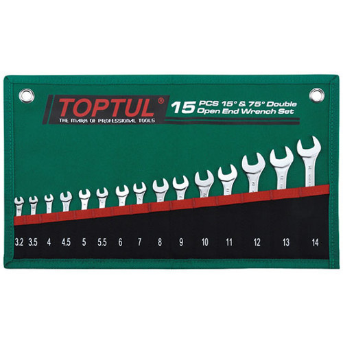 Набор ключей рожковых TOPTUL 15 шт. 3,2-14мм 15°х75° GRAJ1501 Харків - зображення 1