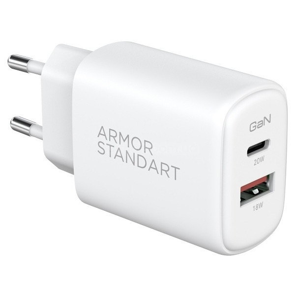 МЗП ArmorStandart Poweraze 20W GaN Type-C + USB-A White (ARM87067) Харків - зображення 3