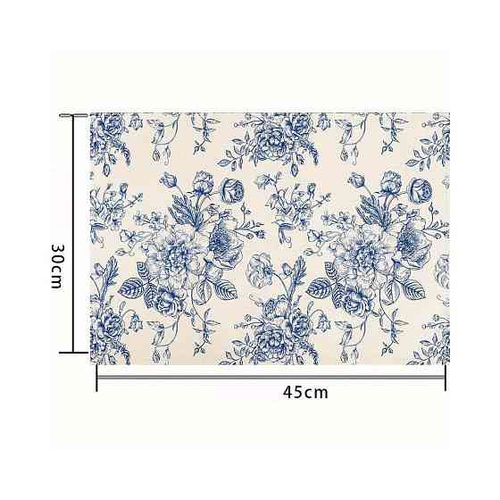 Салфетки сервировочные 30×45 см, набор 4 шт, бежевые с голубыми цветами Leeseph MV103 Одеса