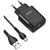 Мережевий зарядний пристрій Hoco C72Q Glorious QC3.0 (EU) with MicroUSB cable Black Харків