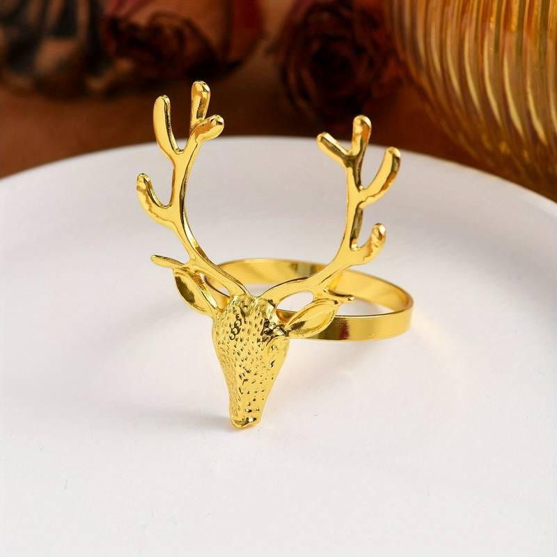 Набор колец для салфеток Олени 6 шт золотые Mv055 Одеса - зображення 2