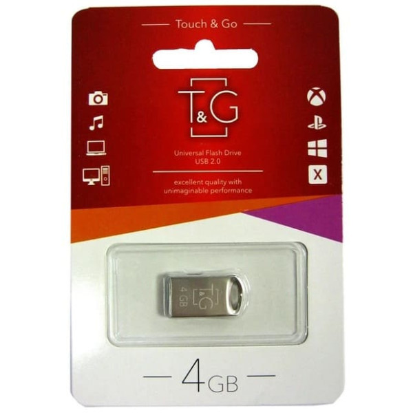 Флеш пам'ять T&G Short 105 4GB Metal Silver (TG105-4G) Харків - зображення 1