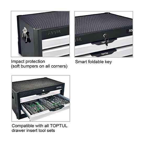 Ящик для инструмента 3 секции BUMPER SERIES (черный) TOPTUL TBAP0307 Харьков