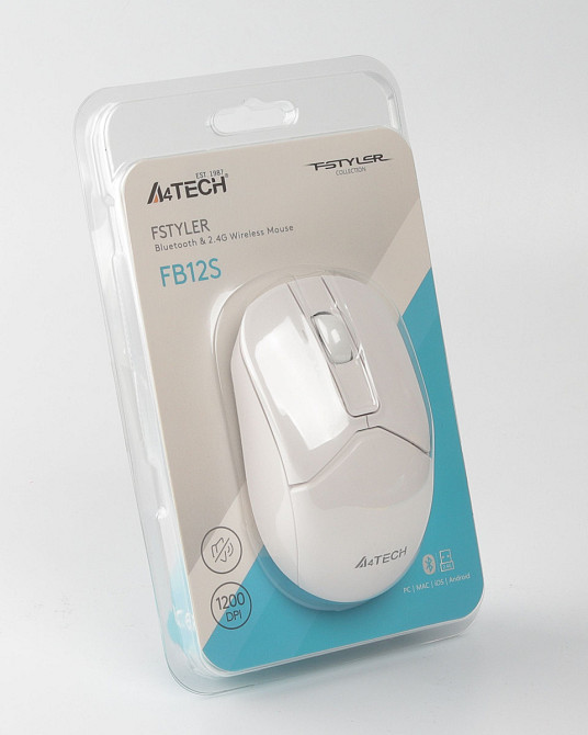 Мышь компьютерная безпроводная A4Tech Fstyler FB12S Silent White белая Київ - зображення 10