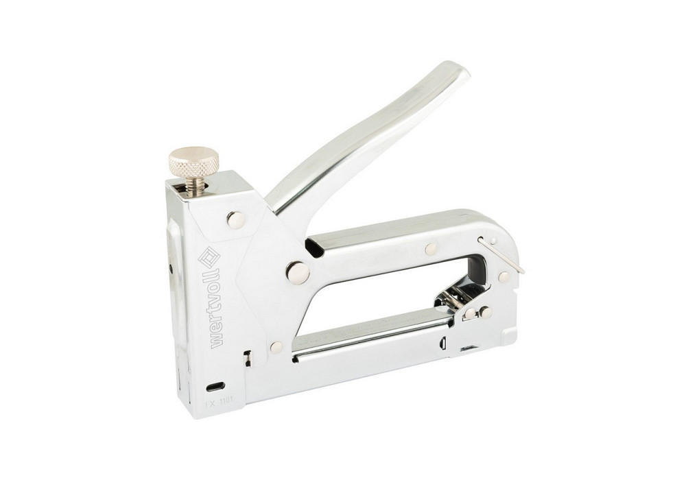Степлер пружинный WERTVOLL скоба R53 4-14 мм, плавная регулировка силы удара, корпус металл/хром FX- Харків - зображення 1