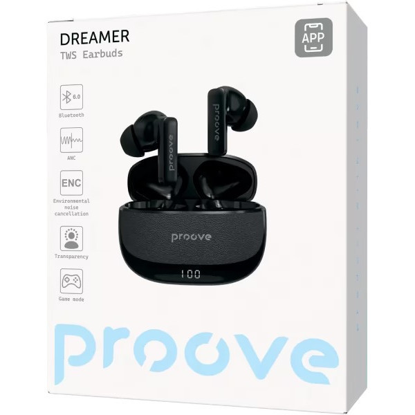 Bluetooth-гарнітура Proove Dreamer TWS with ANC (APP) Black (TWDM0001AP01) (Код товару:43031) Харків - зображення 4