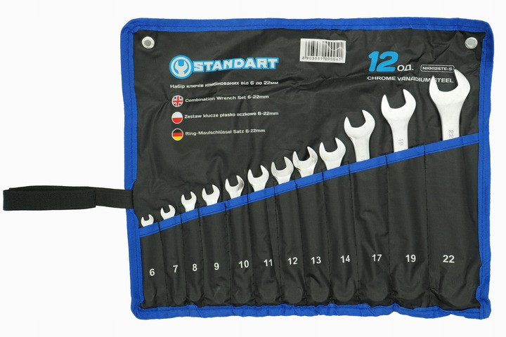 Набор ключей комбинированных 6-22 мм 12 шт в чехле СТАНДАРТ NKK12STE-S Харків - зображення 3