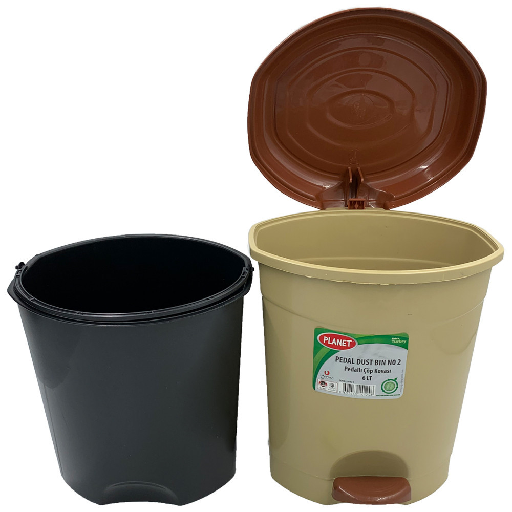 Ведро для мусора с педалью Planet №2 6 л бежевое Київ - зображення 4