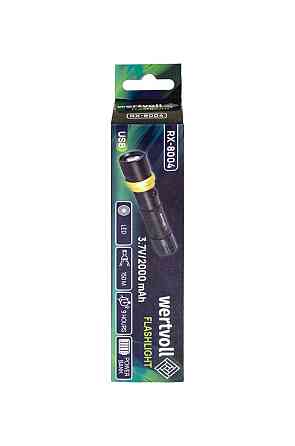Фонарь WERTVOLL 3 режима LED IP44 Li-ion 2000 mAh/t 7000 K/240 lum powerbank AL 168х36 мм RX-8004 Харків