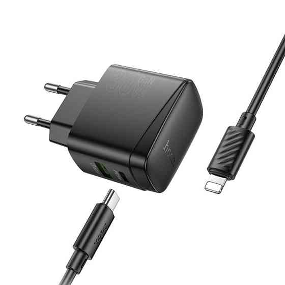 СЗУ Hoco CS61A Bright PD30W+QC3.0 (1USB-A/1C) + кабель Type-C to Lightning Херсон