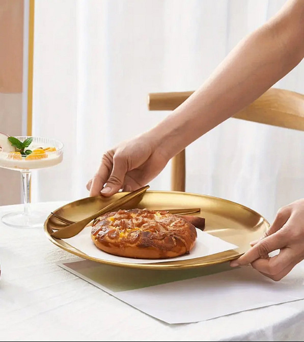 Поднос металлический Leeseph золотой 23см Одеса - зображення 3