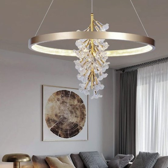 Світлодіодна стельова LED люстра D9001-400-k Золото 65-200х40х40 см. Київ - зображення 1