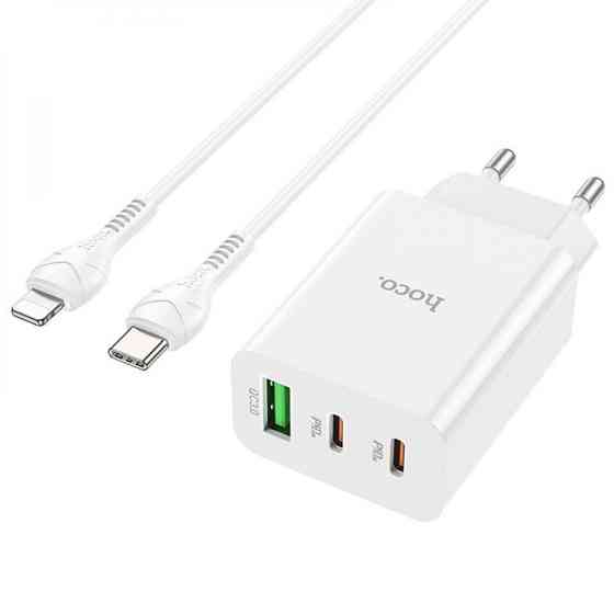 СЗУ Hoco C99A PD20W+QC3.0 (1USB/2Type-C/3A) + Type-C to Lightning Херсон