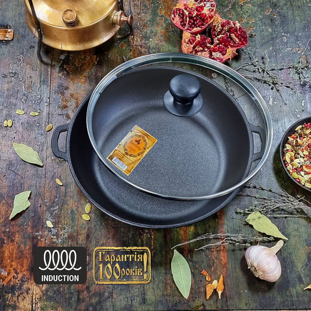 Сковорода чугунная Maysternya с крышкой 28*6см Т104С3 Одесса - изображение 8