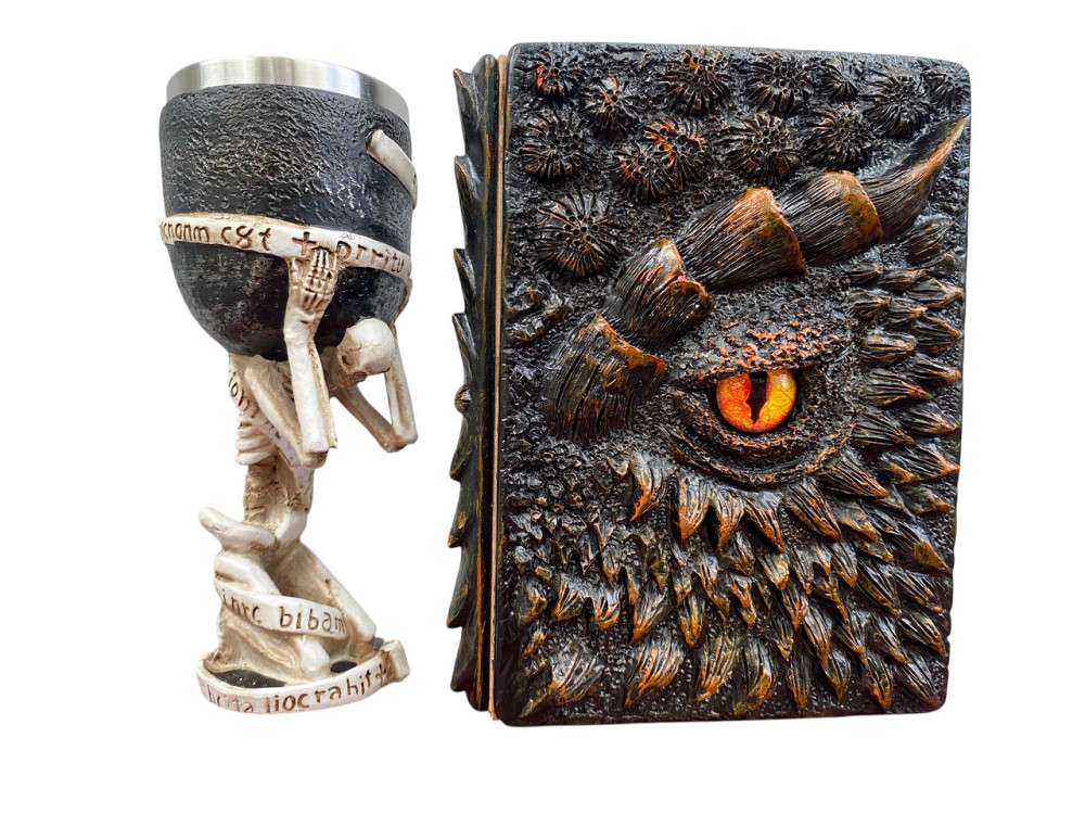 Подарочный набор Бокал 3D Скелет на Колене и Блокнот 3D «Жар Сердца Дракона» Киев - изображение 1