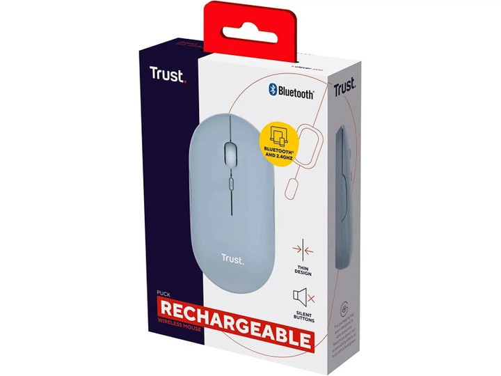 Мышь компьютерная безпроводная Trust Puck Rechargeable Ultra-Thin BT WL Silent Blue 24126_TRUST голу Киев - изображение 9