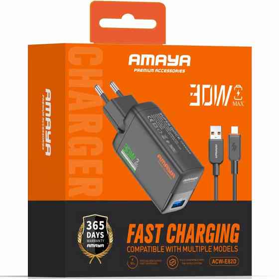 СЗУ Amaya E82D QC3.0 30W (1USB-A) + кабель USB to Type-C Херсон