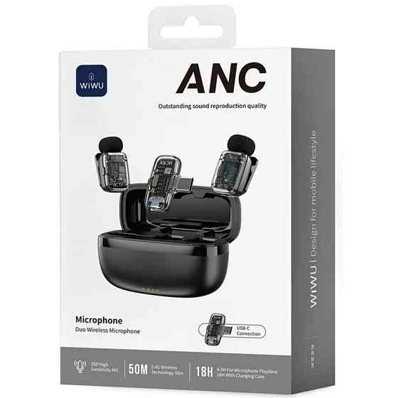 Петличный беспроводной микрофон WIWU WM008 Dual-mic ANC Type-C Херсон