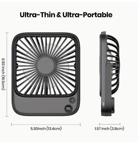 Портативний настільний вентилятор, акумуляторний, час роботи від 10 годин Київ - зображення 3