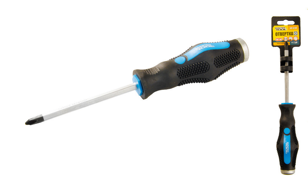 Отвёртка ударная крестовая магнитная MASTERTOOL PH2х100 мм ручка с TPR покрытием 49-5210 Харків - зображення 1