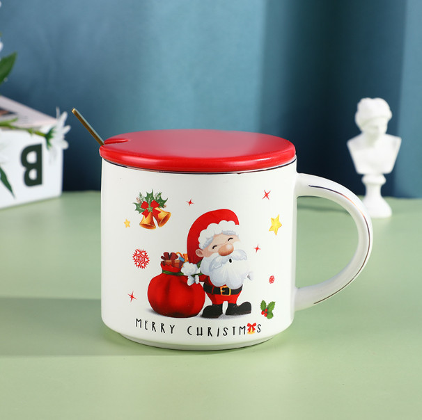 Кружка з кришкою новорічна Дід Мороз з мішком 8992 400 мл Київ - зображення 1
