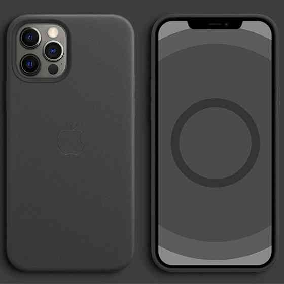 Кожаный чехол Leather Case (AAA) with MagSafe and Animation для Apple iPhone 12 Pro / 12 (6.1") Херсон