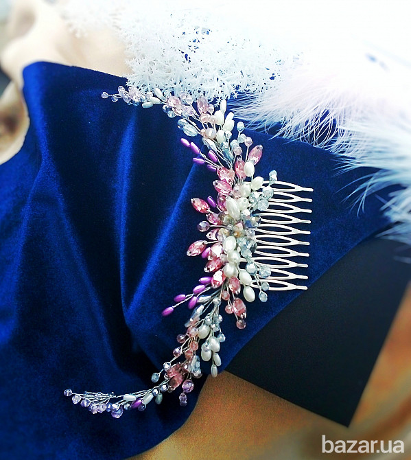 Лотос гілочка гребінь заколка нюдовий рожевий прикраса у волосся випускний веірній аксесуар Луцк - изображение 3