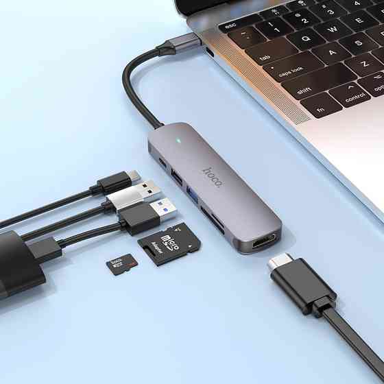 Переходник Hoco HB28 Multi-function 6in1 (Type-C to HDTV+USB3.0+USB2.0+SD+TF+PD) Херсон
