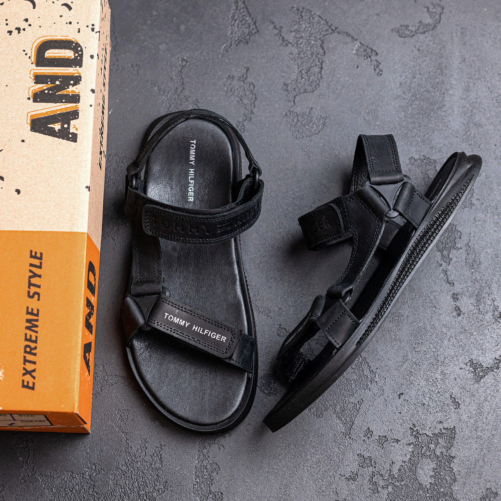 Мужские кожаные сандалии Tommy Hilfiger Black Киев - изображение 7