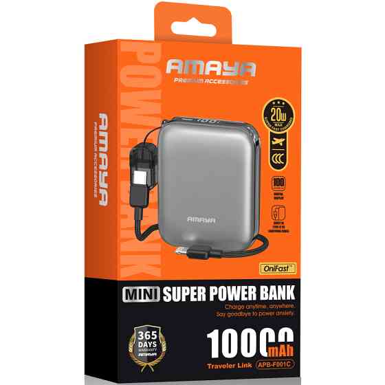 Уценка Портативное ЗУ Power Bank Amaya F001C PD20W with cable 10000 mAh Херсон