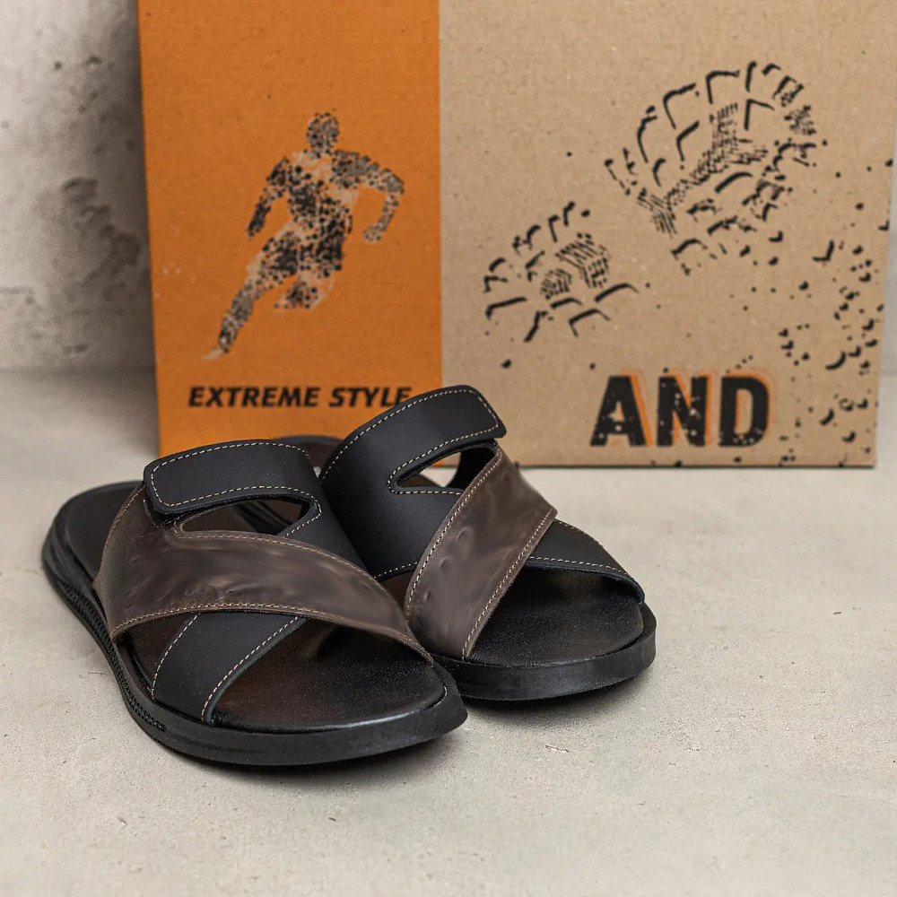 Мужские кожаные  летние шлепанцы-сланцы Київ - зображення 5